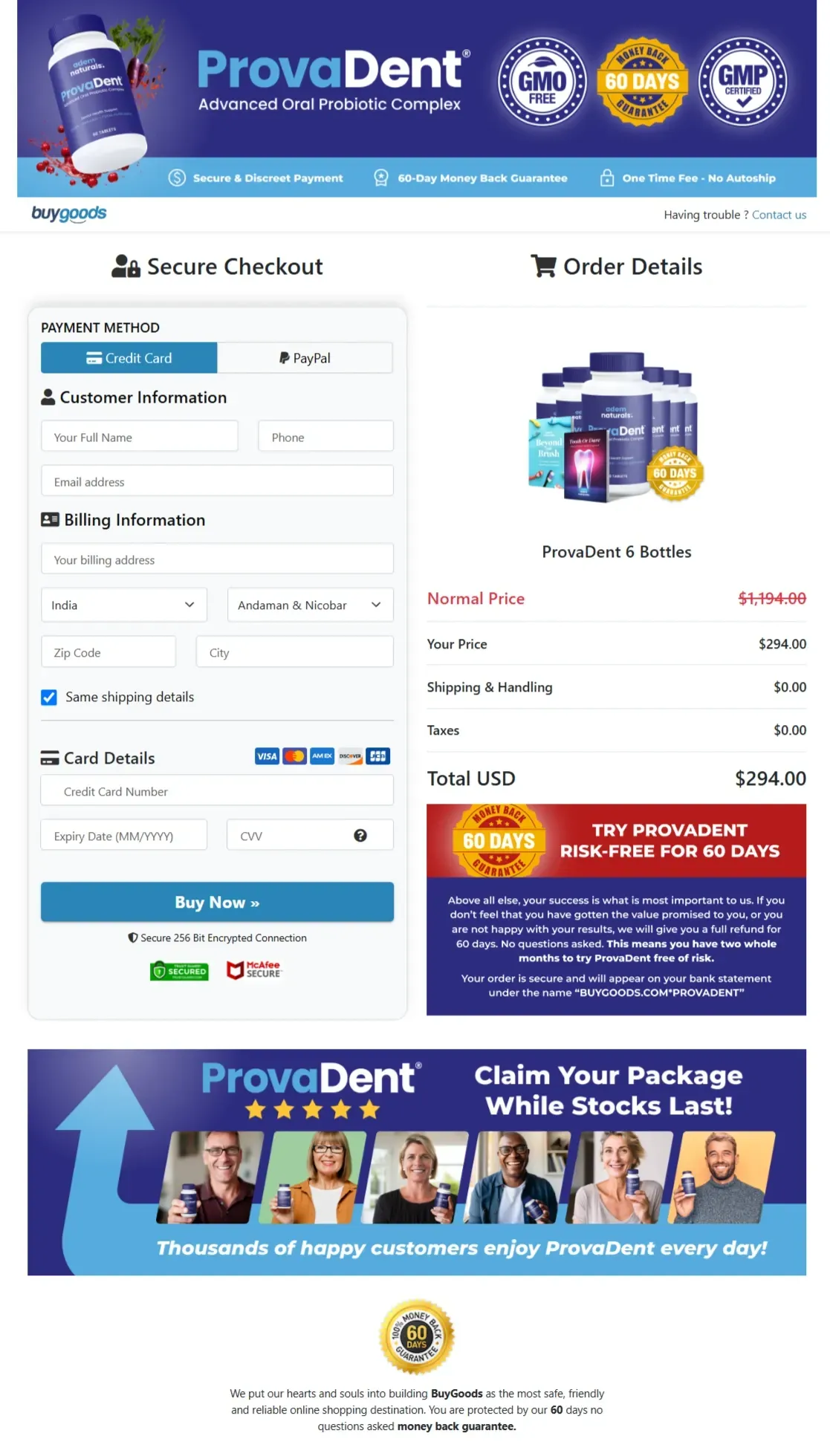 Provadent Order Form